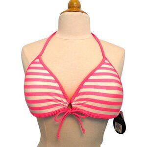 Barbie⭐NWT⭐Body Glove Push Up Cleavage builder bikini top Neon Pink Stripes